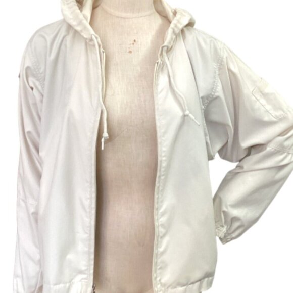 Roche Motion Zip Hooded Golf Windbreaker Jacket M Beige 175i - Picture 2 of 11